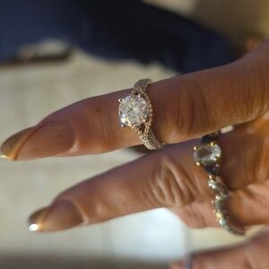 Moissanite 3 CT 2 Tone 925 Sterling Silver Size 5